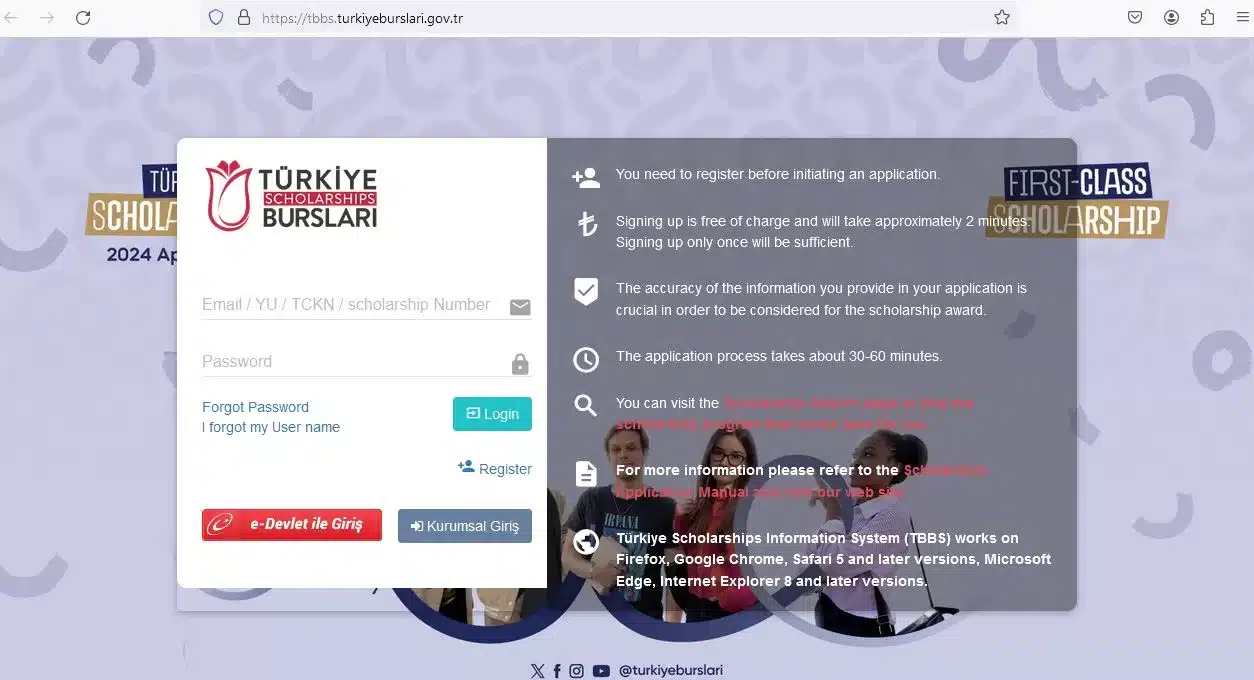 مدارک لازم برای ثبت‌ نام TBBS بورسیه تحصیلی رایگان در ترکیه 
